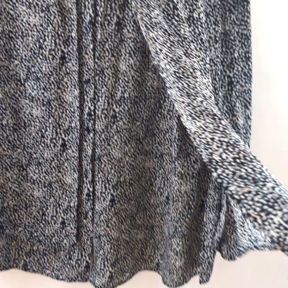 Chico's Size 2 Large 12 Black & White Oversized Button Down Shirt Long Sleeve - Picture 3 of 13